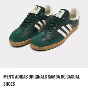 Adidas Men’s Samba OG in Dark Green, White & Gold size 7.5